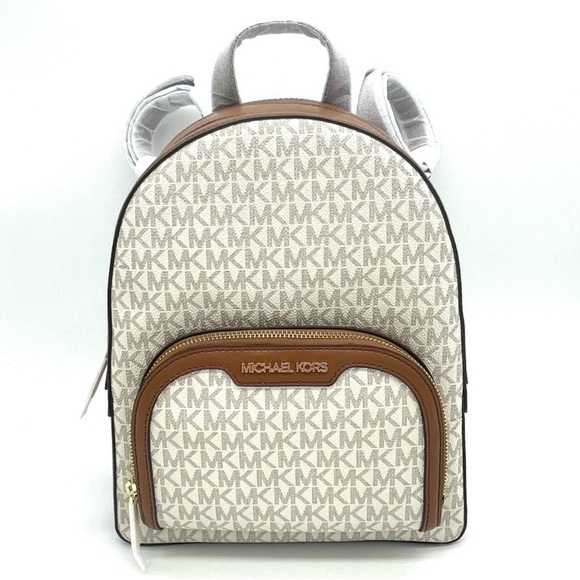 Michael Kors Medium Jaycee Zip Packet Backpack Brown/Light Pink - Picture 3 of 11